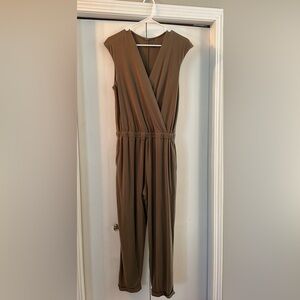 Anthropologie ribbed green romper/jumpsuit pants size medium